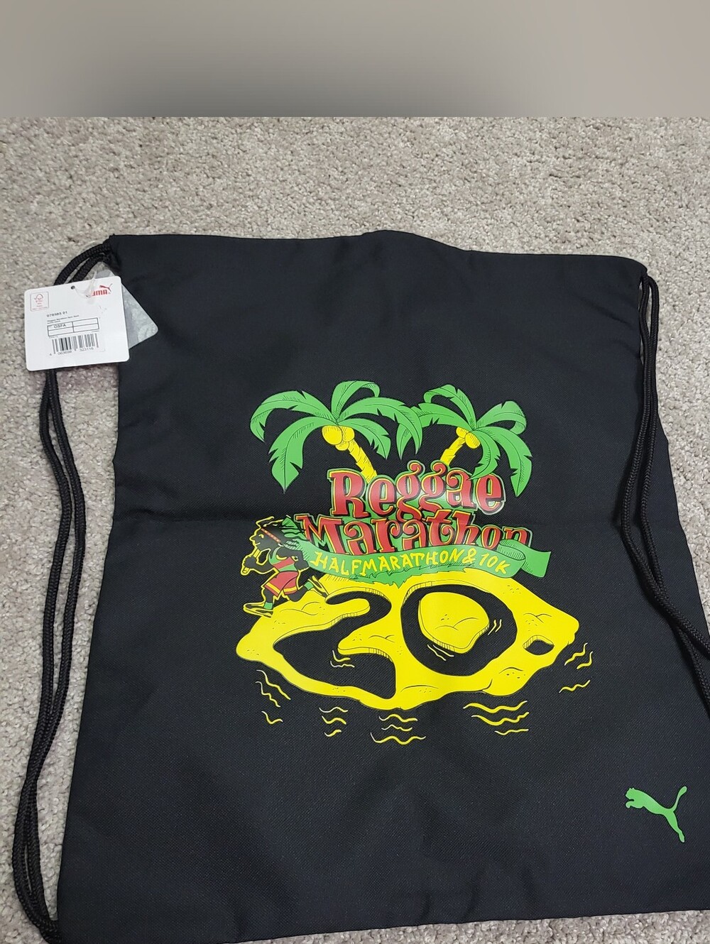 Puma Black Reggae Marathon Jamaica Drawstring Bag
